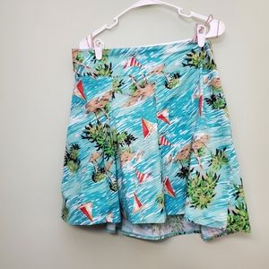 Vintage Deux Mille Fun Sailboat Vacation Ocean Pleated Skirt Womens Size 14